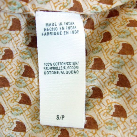 LUCKY BRAND 70's Inspired Cotton Print Peasant Blouse Top Women's S - Picture 6 of 8